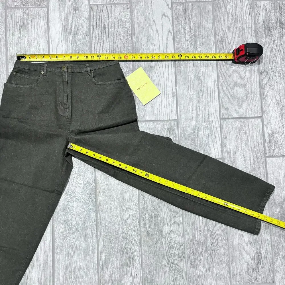 QVC Denim & Co NWT Army Green Jeans size‎ 14 Straight Leg Stretch